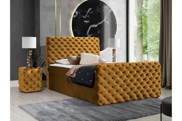 Almancil Sengeramme med Oppbevaring 120x200 cm i Fløyel med Fasthetsgrad Medium - Gul - Møbler - Senger - Sengeramme & sengestamme