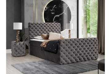 Almancil Sengeramme med Oppbevaring 120x200 cm i Fløyel med Fasthetsgrad Medium - Mørkegrå - Møbler - Senger - Sengeramme & sengestamme