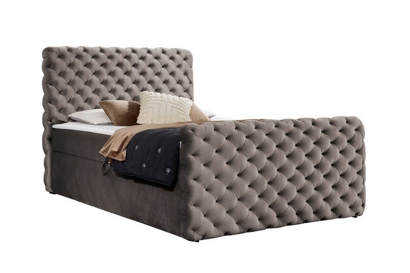 Almancil Sengeramme med Oppbevaring 180x200 cm i Fløyel med Sengegavl, Taupe
