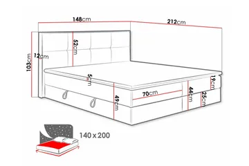 Aviemore Sengepakke 140x200 cm med Sengegavl + Overmadrass med Fasthetsgrad Medium - Mørkegrå - Møbler - Senger - Sengeramme & sengestamme