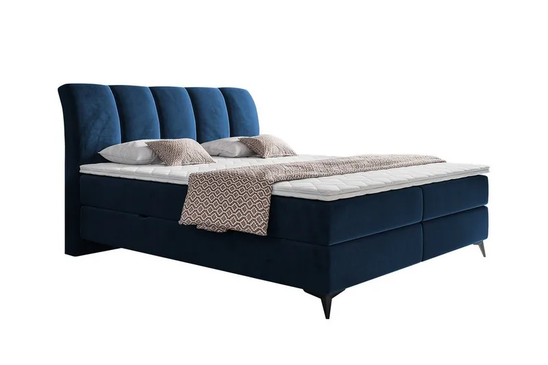 Aviemore Sengepakke med Oppbevaring 160x200 cm med Sengegavl + Overmadrass, Blå