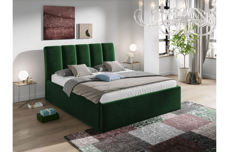 Aviemore Sengepakke med Oppbevaring 180x200 cm med Sengegavl + Overmadrass - Grønn - Møbler - Senger - Sengeramme & sengestamme