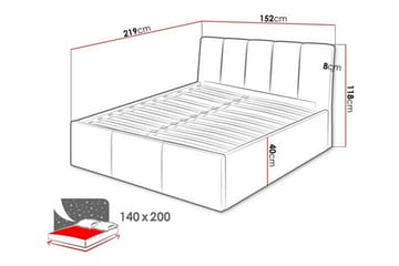 Aviemore Sengeramme 140x200 cm i Fløyel med Sengegavl og Oppbevaring - Grå - Møbler - Senger - Sengeramme & sengestamme