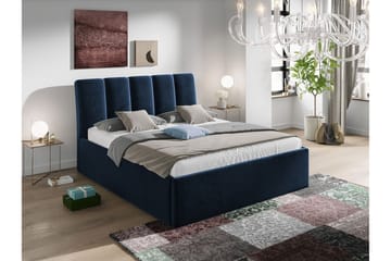 Aviemore Sengeramme med Oppbevaring 180x200 cm i Fløyel med Sengegavl - Blå - Møbler - Senger - Sengeramme & sengestamme
