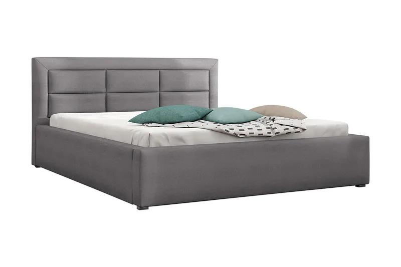 Axlunda Sengeramme 200x200 cm i Stoff med Lattebunn - Grå - Møbler - Senger - Sengeramme & sengestamme