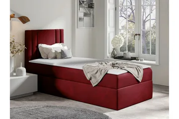 Betvallen Sengepakke 90x200 cm med Sengegavl + Overmadrass med Fasthetsgrad Medium - Rød - Møbler - Senger - Sengeramme & sengestamme
