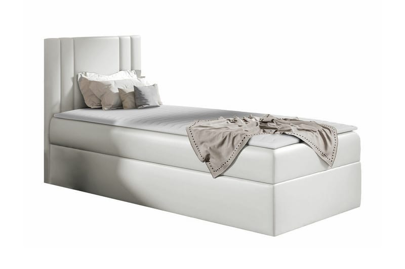 Betvallen Sengepakke med Oppbevaring 90x200 cm med Sengegavl + Overmadrass, Hvit