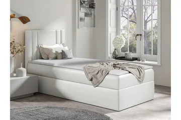 Betvallen Sengepakke med Oppbevaring 90x200 cm med Sengegavl + Overmadrass - Hvit - Møbler - Senger - Sengeramme & sengestamme