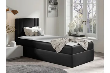 Betvallen Sengepakke med Oppbevaring 90x200 cm med Sengegavl + Overmadrass - Svart - Møbler - Senger - Sengeramme & sengestamme