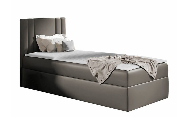 Betvallen Sengepakke med Oppbevaring 90x200 cm med Sengegavl + Overmadrass, Taupe