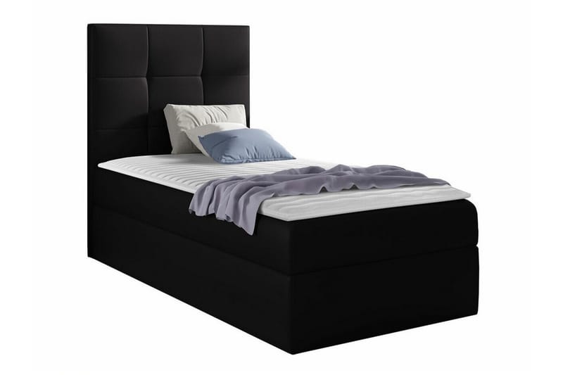 Boisdale Sengepakke 100x200 cm med Sengegavl + Overmadrass med Fasthetsgrad Medium, Svart