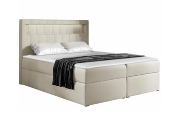 Boisdale Sengepakke 140x200 cm med Sengegavl + Overmadrass med Fasthetsgrad Medium - Beige - Møbler - Senger - Sengeramme & sengestamme