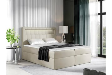 Boisdale Sengepakke 140x200 cm med Sengegavl + Overmadrass med Fasthetsgrad Medium - Beige - Møbler - Senger - Sengeramme & sengestamme
