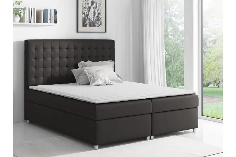 Boisdale Sengeramme 140x200 cm i Stoff med Fasthetsgrad Medium - Antrasitt - Møbler - Senger - Sengeramme & sengestamme