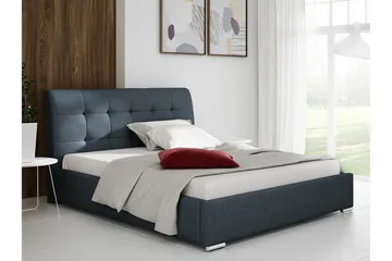 Boisdale Sengeramme 140x200 cm i Stoff med Oppbevaring og Sengegavl - Mørkeblå - Møbler - Senger - Sengeramme & sengestamme