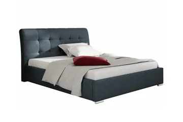 Boisdale Sengeramme 140x200 cm i Stoff med Oppbevaring og Sengegavl - Mørkeblå - Møbler - Senger - Sengeramme & sengestamme
