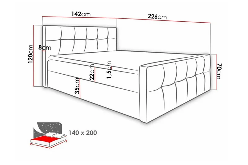 Boisdale Sengeramme 140x200 cm - Møbler - Senger - Sengeramme & sengestamme