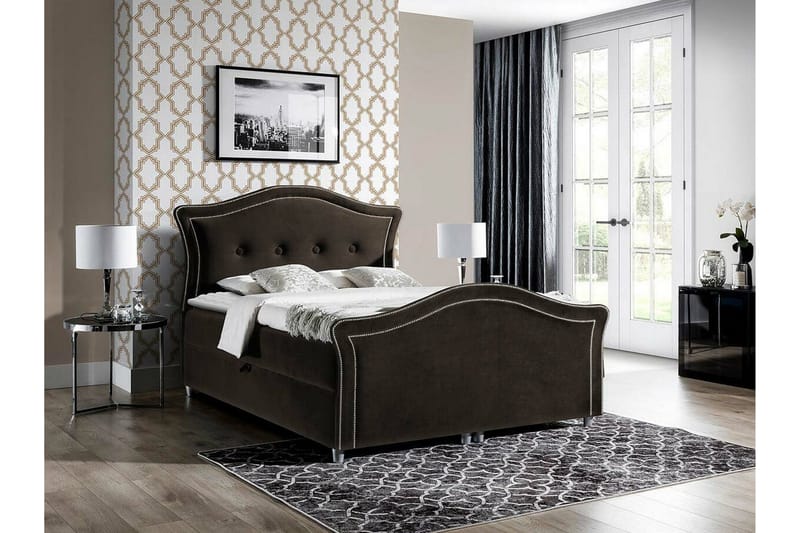 Boisdale Sengeramme med Oppbevaring 140x200 cm i Fløyel med Fasthetsgrad Medium - Brun - Møbler - Senger - Sengeramme & sengestamme