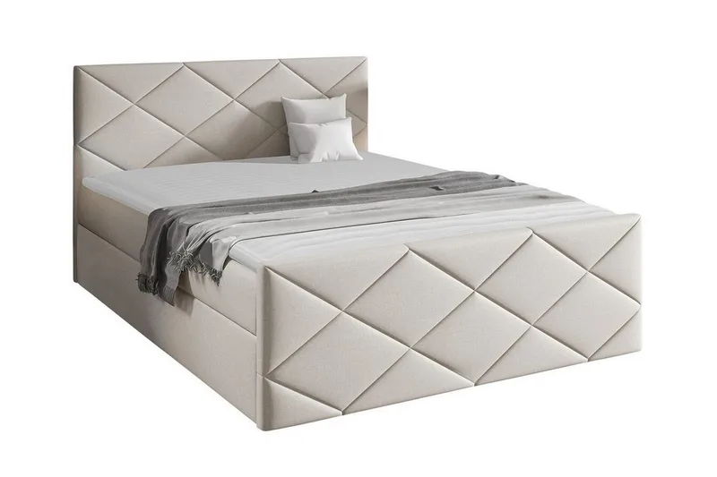 Boisdale Sengeramme med Oppbevaring 140x200 cm i Stoff med Fasthetsgrad Medium, Beige