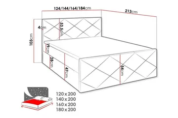 Boisdale Sengeramme med Oppbevaring 140x200 cm i Stoff med Fasthetsgrad Medium - Blå - Møbler - Senger - Sengeramme & sengestamme