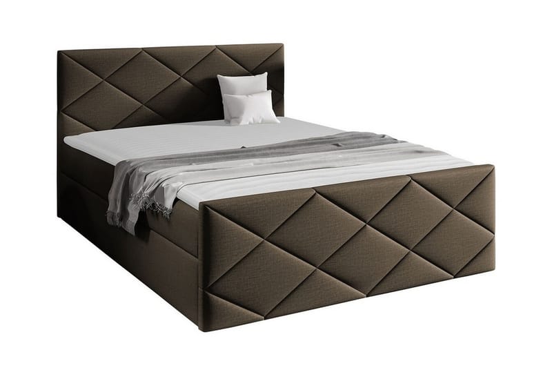 Boisdale Sengeramme med Oppbevaring 140x200 cm i Stoff med Fasthetsgrad Medium, Brun