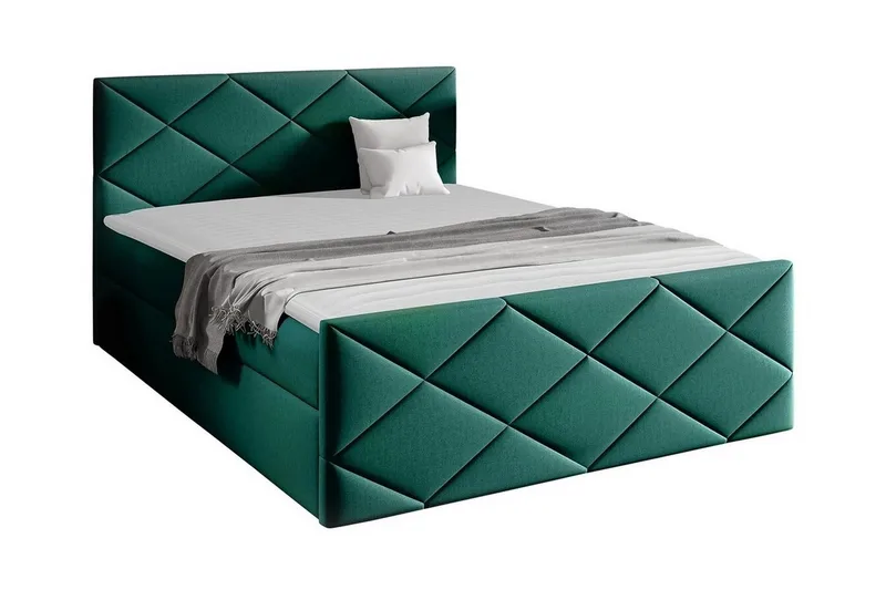 Boisdale Sengeramme med Oppbevaring 140x200 cm i Stoff med Fasthetsgrad Medium, Grønn