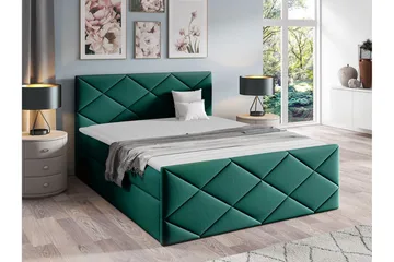 Boisdale Sengeramme med Oppbevaring 140x200 cm i Stoff med Fasthetsgrad Medium - Grønn - Møbler - Senger - Sengeramme & sengestamme