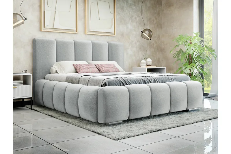 Cleaton Boblet Sengeramme 140x200 cm - Grå / Lys - Møbler - Senger - Sengeramme & sengestamme