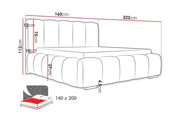 Cleaton Boblet Sengeramme 140x200 cm - Grå / Lys - Møbler - Senger - Sengeramme & sengestamme