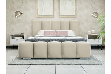 Cleaton Boblet Sengeramme 160x200 cm med Oppbevaring - Beige - Møbler - Senger - Sengeramme & sengestamme