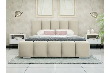 Cleaton Boblet Sengeramme 160x200 cm med Oppbevaring - Beige - Møbler - Senger - Sengeramme & sengestamme