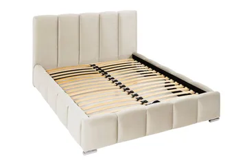 Cleaton Sengepakke 140x200 cm med Oppbevaring og Sengegavl + Overmadrass - Beige - Møbler - Senger - Sengeramme & sengestamme