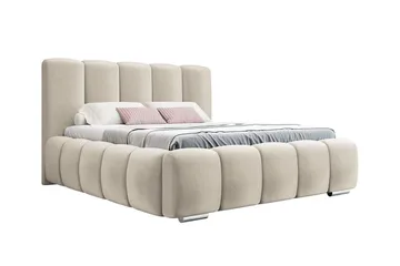 Cleaton Sengepakke 140x200 cm med Oppbevaring og Sengegavl + Overmadrass - Beige - Møbler - Senger - Sengeramme & sengestamme