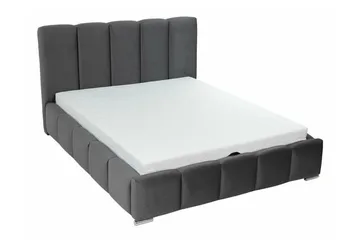 Cleaton Sengeramme 140x200 cm i Stoff med Oppbevaring og Sengegavl - Grå - Møbler - Senger - Sengeramme & sengestamme