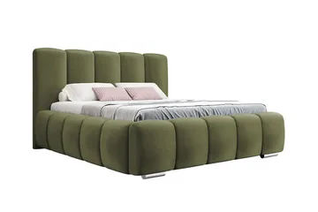 Cleaton Sengeramme 140x200 cm i Stoff med Oppbevaring og Sengegavl - Grønn - Møbler - Senger - Sengeramme & sengestamme