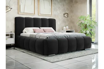 Cleaton Sengeramme 140x200 cm i Stoff med Oppbevaring og Sengegavl - Svart - Møbler - Senger - Sengeramme & sengestamme