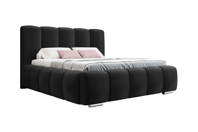 Cleaton Sengeramme 140x200 cm i Stoff med Oppbevaring og Sengegavl, Svart