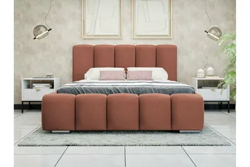 Cleaton Sengeramme 140x200 cm i Stoff med Oppbevaring og Sengegavl - Terrakotta - Møbler - Senger - Sengeramme & sengestamme