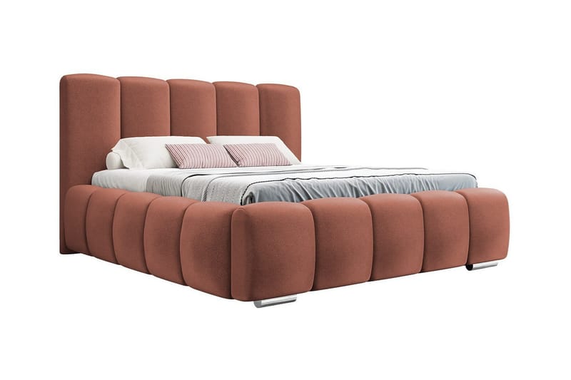 Cleaton Sengeramme 140x200 cm i Stoff med Oppbevaring og Sengegavl, Terrakotta
