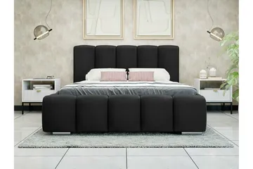 Cleaton Sengeramme 160x200 cm i Stoff med Oppbevaring og Sengegavl - Svart - Møbler - Senger - Sengeramme & sengestamme