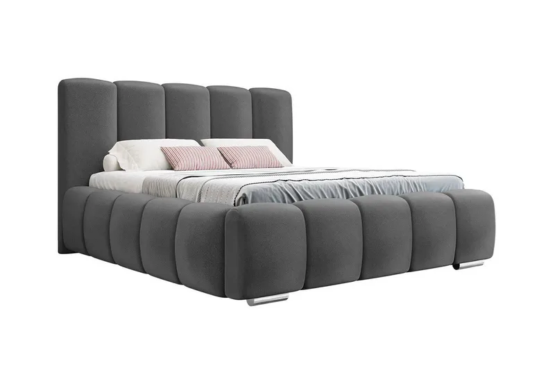 Cleaton Sengeramme 180x200 cm i Stoff med Oppbevaring og Sengegavl, Grå
