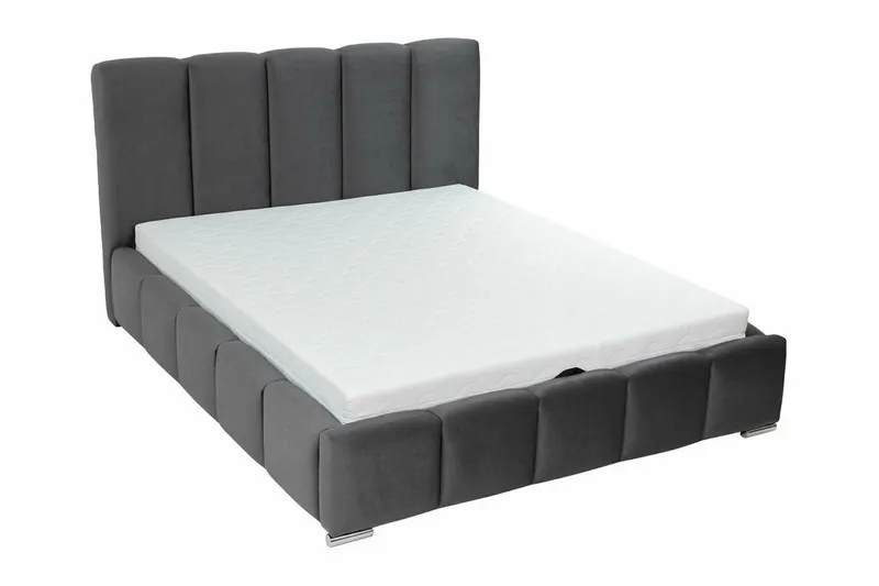 Cleaton Sengeramme 180x200 cm i Stoff med Oppbevaring og Sengegavl - Grå - Møbler - Senger - Sengeramme & sengestamme