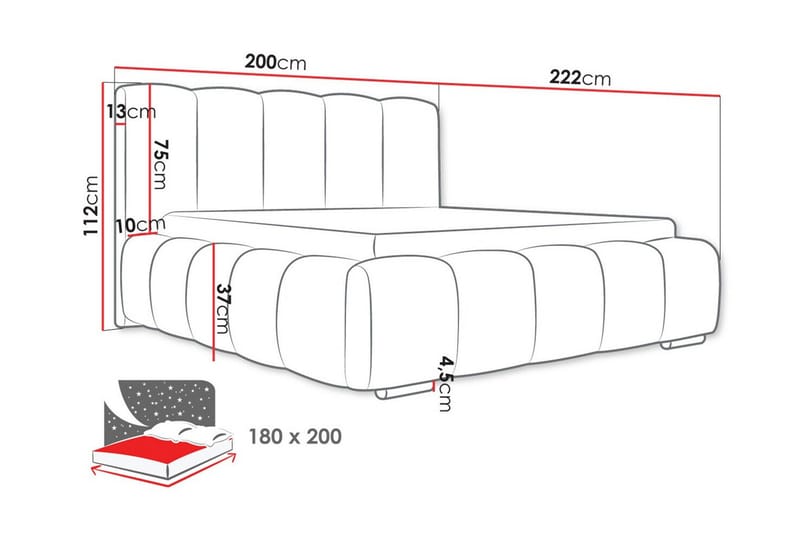 Cleaton Sengeramme 180x200 cm i Stoff med Oppbevaring og Sengegavl - Grønn - Møbler - Senger - Sengeramme & sengestamme