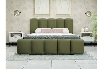 Cleaton Sengeramme 180x200 cm i Stoff med Oppbevaring og Sengegavl - Grønn - Møbler - Senger - Sengeramme & sengestamme
