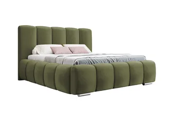 Cleaton Sengeramme 180x200 cm i Stoff med Oppbevaring og Sengegavl - Grønn - Møbler - Senger - Sengeramme & sengestamme