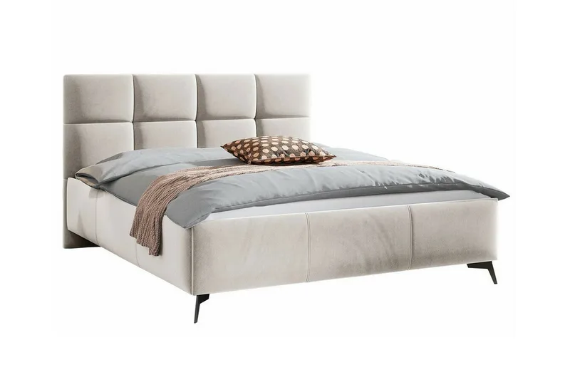 Derry Sengepakke 180x200 cm i Fløyel med Oppbevaring og Sengegavl + Overmadrass, Beige