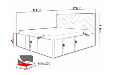 Derry Sengepakke med Oppbevaring 160x200 cm i Fløyel med Sengegavl + Overmadrass - Blå - Møbler - Senger - Sengeramme & sengestamme