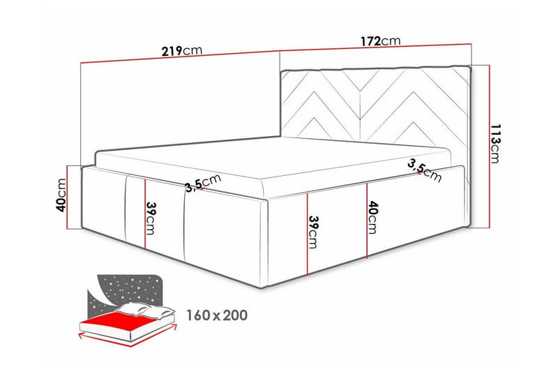 Derry Sengepakke med Oppbevaring 160x200 cm i Fløyel med Sengegavl + Overmadrass - Blå - Møbler - Senger - Sengeramme & sengestamme