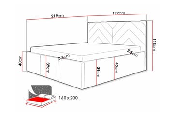Derry Sengeramme med Oppbevaring 160x200 cm i Fløyel med Sengegavl - Grønn - Møbler - Senger - Sengeramme & sengestamme