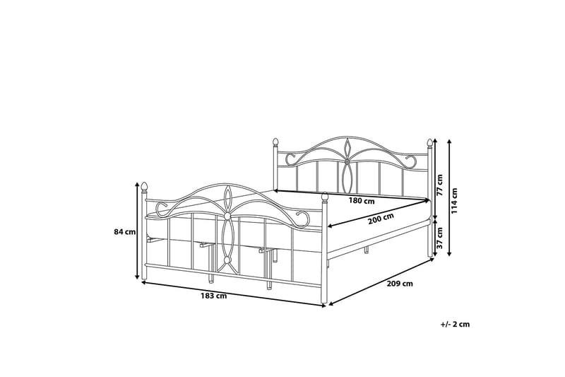 Dobbeltseng Antlia 180 | 200 cm - Svart - Sengeramme & sengestamme